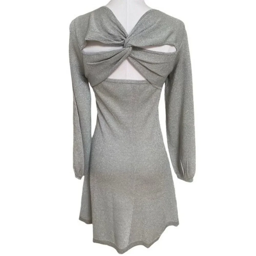 J. Crew Lurex Twist Back Dress in Silver Grey Size Medium NWT